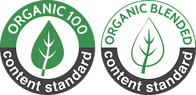 Organic Content Standard and Organic Blended Content Standard logos