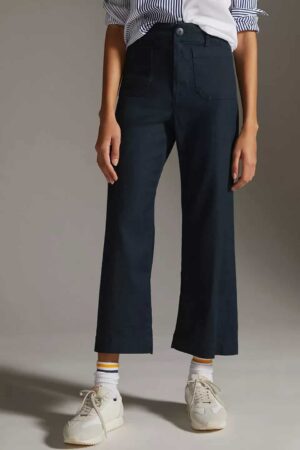 Anthropologie Maeve The Colette Cropped Linen Wide-Leg Pants