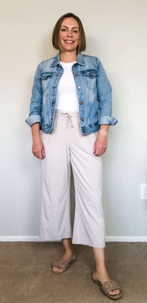 Denim jacket with cropped pants