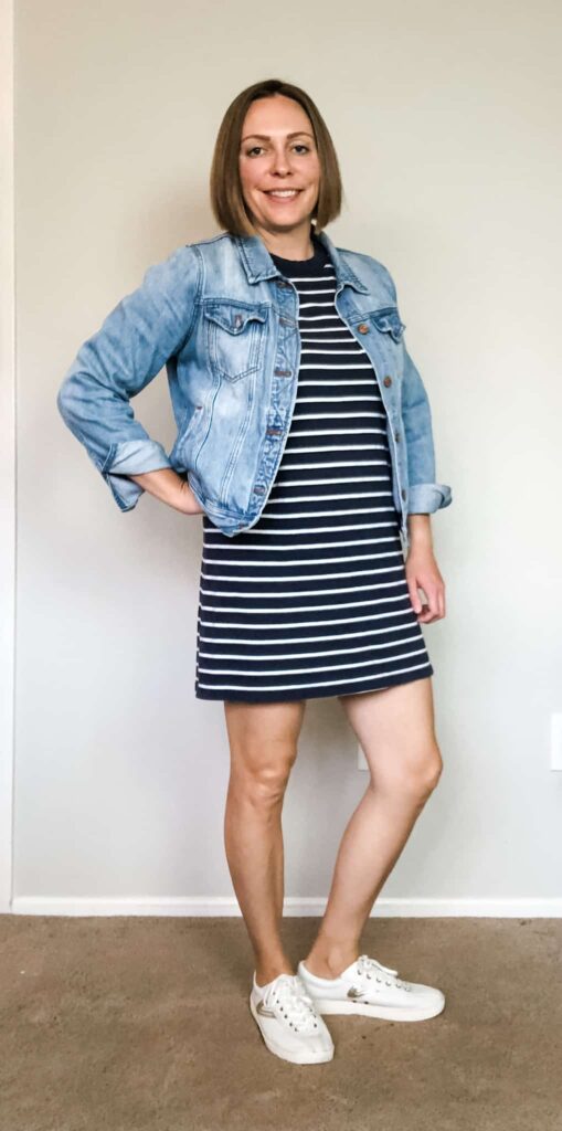 Jean jacket with t-shirt dress