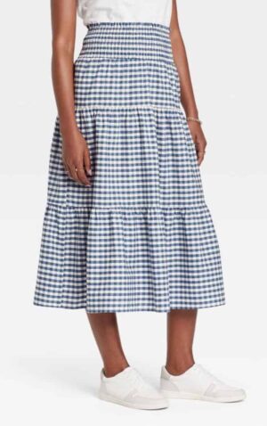 Target Universal Thread High-Rise Tiered Midi A-Line Skirt