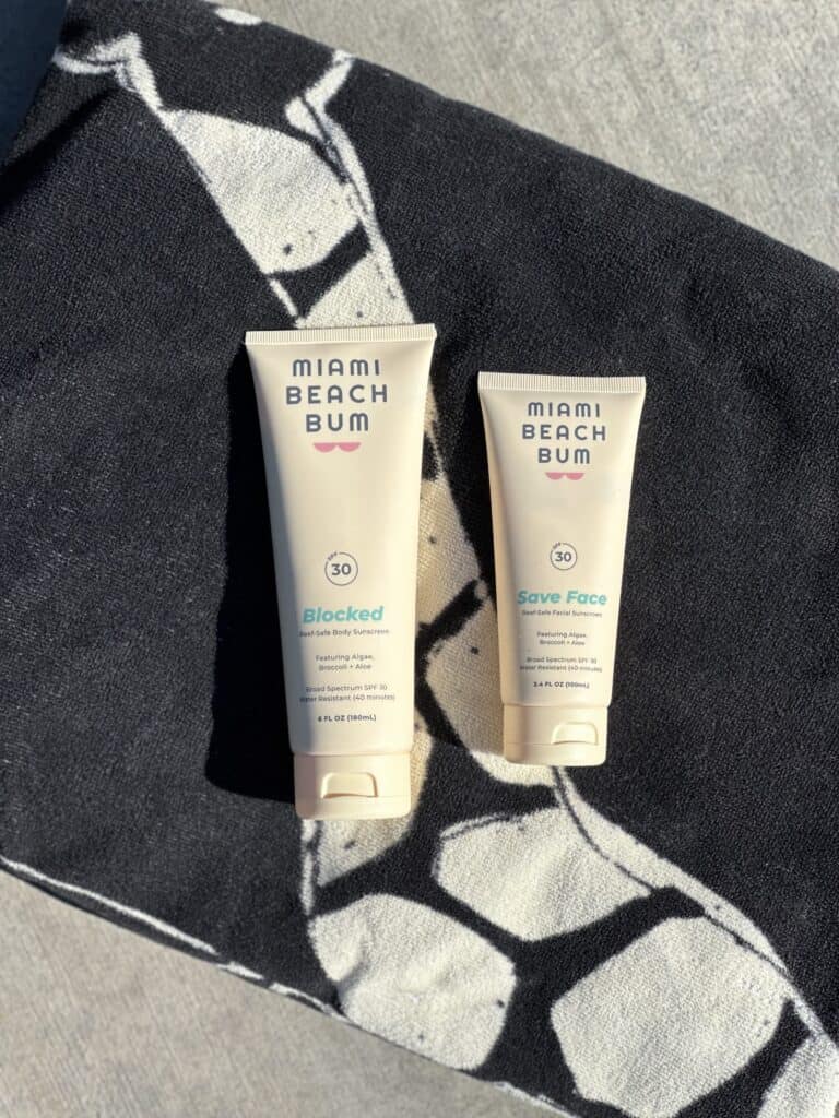 Miami Beach Bum Blocked body sunscreen and Save Face facial sunscreen